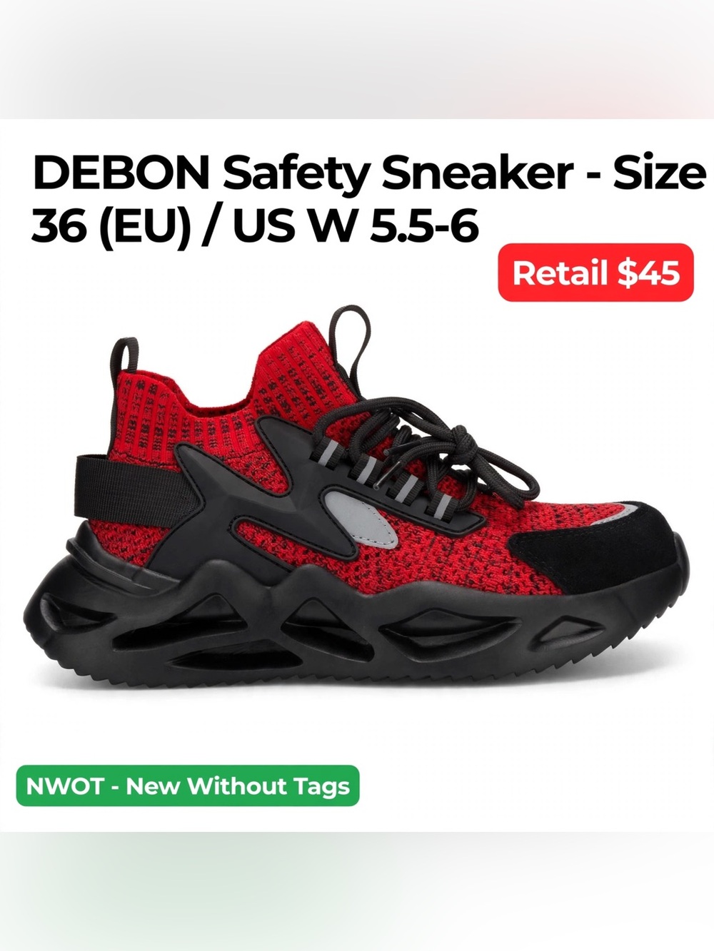 DEBONSAPT Streetwear/Safety Sneakers W 5.5-6/ M 4-4.5 Rare small size - NWOT